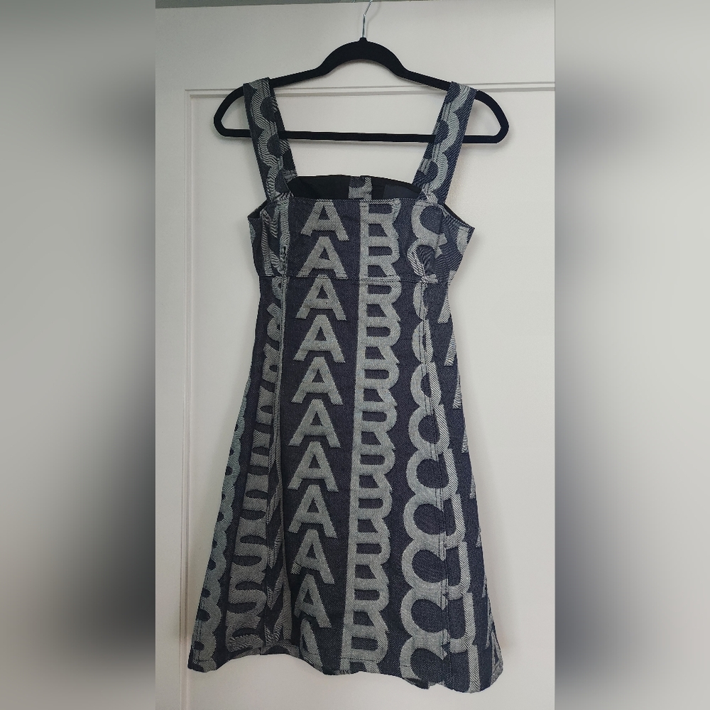 Marc Jacobs '23 RTW denim monogram mini dress.